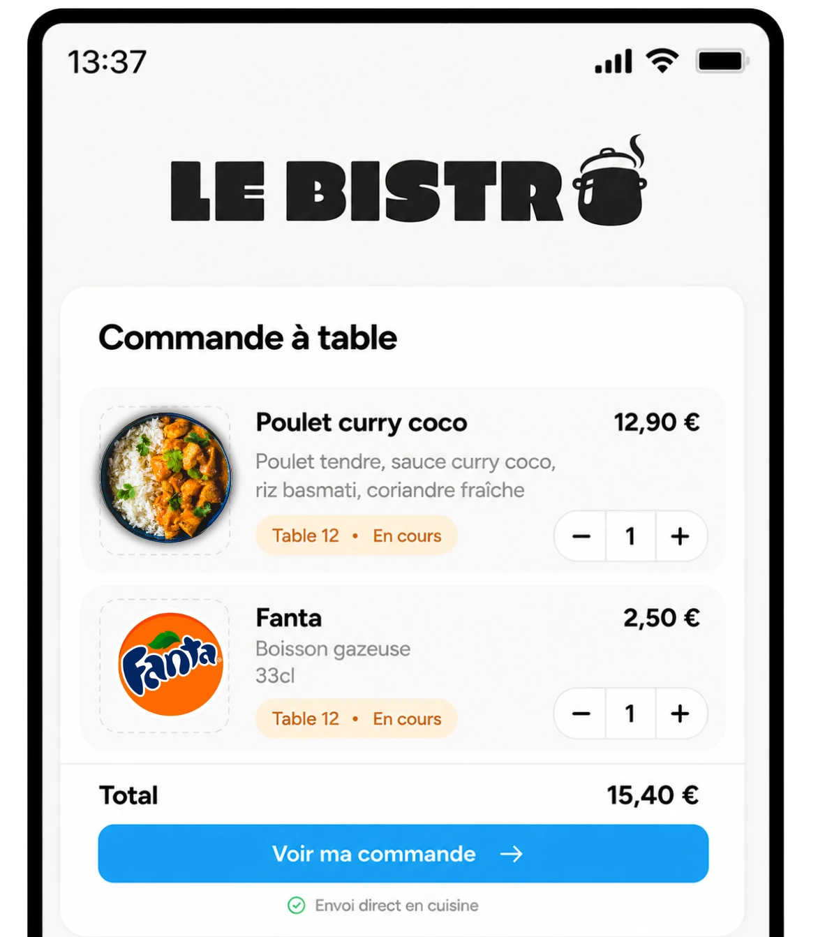 Commande à table
